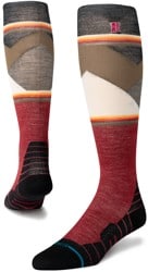 Stance Performance Mid Cushion Merino Wool Snowboard Socks - (jimmy chin) red